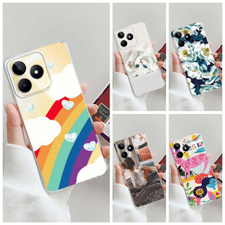 สําหรับ Realme C51 เคสใส แฟชั่น ลายน่ารัก ทาสี นิ่ม TPU เจลลี่ เคส