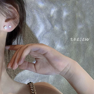 DREJEW ชุดต่างหูเข็มเงิน ประดับเพทาย ขนาดเล็ก สวยหรู แฟชั่นเรียบง่าย สไตล์เกาหลี สําหรับผู้หญิง 2