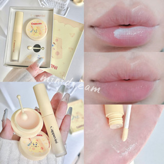 Cappuvini ลิปบาล์ม เซตให้ความชุ่มชื้น ลดริ้วรอย พร้อมลิปแคร์ครีม ให้ความชุ่มชื้น ไม่เหนียวเหนอะหนะ