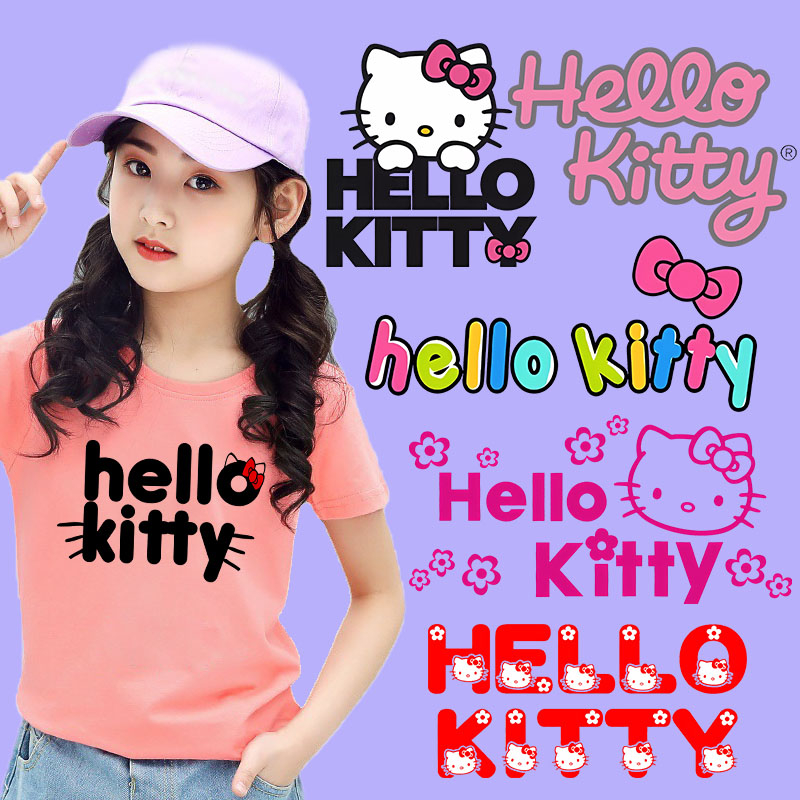 แผ่นรีดติดเสื้อยืด พิมพ์ลายการ์ตูน Hello Kitty น่ารัก DIY สําหรับตกแต่งเสื้อผ้า ของขวัญวันเกิด