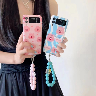 เคสโทรศัพท์มือถือแบบนิ่ม ลายถักน่ารัก สีชมพู สําหรับ Samsung Galaxy z flip3 z flip4 z flip5