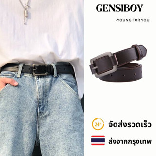 Gensiboy- พร้อมส่ง สายนาฬิกาข้อมือ สายหนัง สีดํา สไตล์เกาหลี ฮ่องกง สําหรับผู้ชาย และผู้หญิง