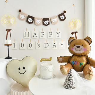 Ins แบนเนอร์ ลายหมี ลูกโป่ง 100 วัน สําหรับตกแต่งปาร์ตี้วันเกิดเด็ก