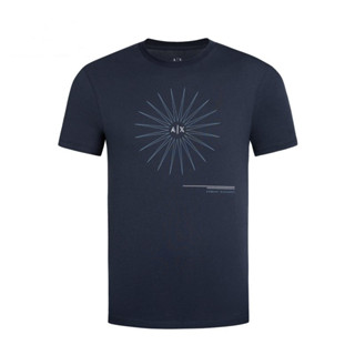 Armani ใหม่ เสื้อยืดคอกลม ผ้าฝ้าย พิมพ์ลายดวงอาทิตย์ สําหรับผู้ชาย