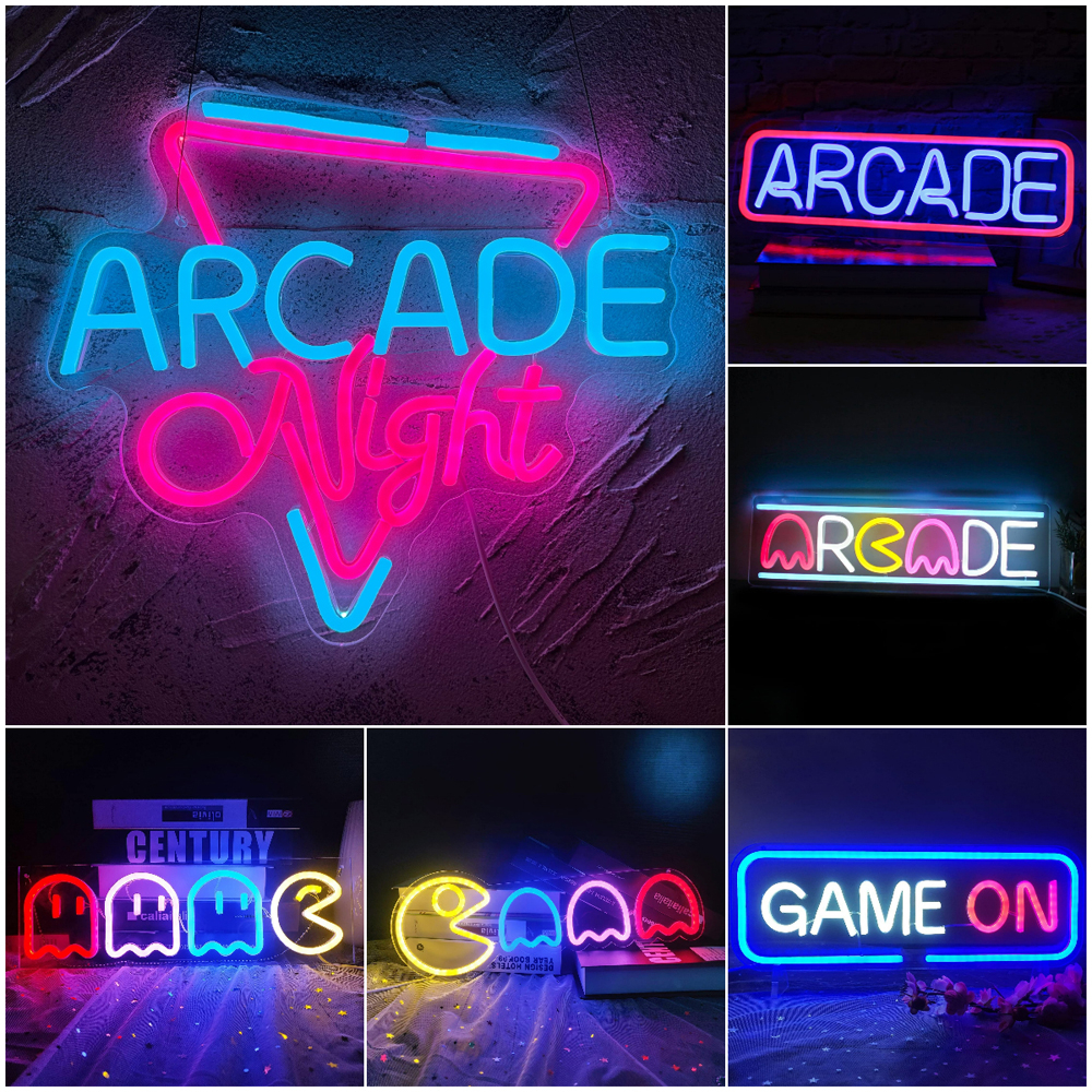 ป้ายไฟนีออน Led ลายเกม Arcade Night สําหรับตกแต่งผนังบ้าน บาร์ คลับ ราคา ถูกที่สุด ดีลบีเคเค