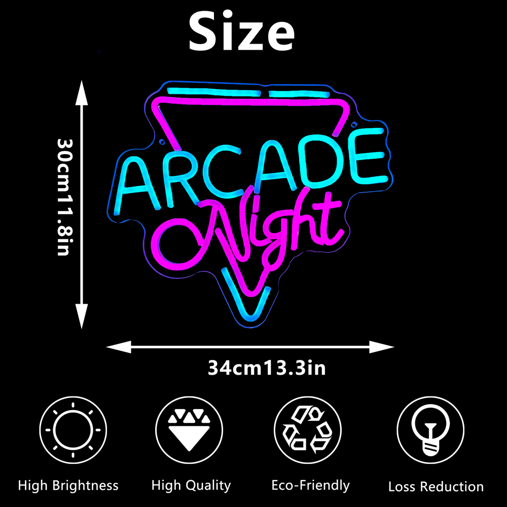ป้ายไฟนีออน Led ลายเกม Arcade Night สําหรับตกแต่งผนังบ้าน บาร์ คลับ ราคา ถูกที่สุด ดีลบีเคเค แกลเลอรีภาพที่ 2