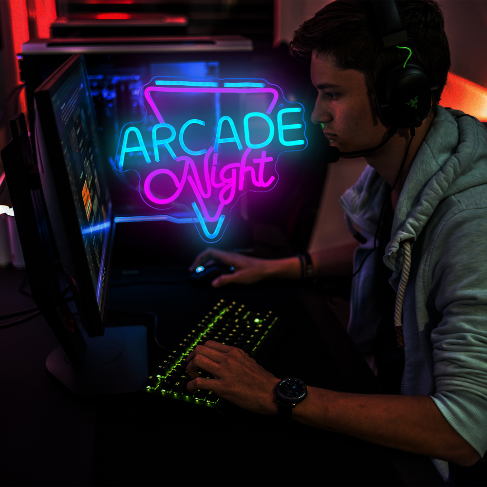 ป้ายไฟนีออน Led ลายเกม Arcade Night สําหรับตกแต่งผนังบ้าน บาร์ คลับ ราคา ถูกที่สุด ดีลบีเคเค แกลเลอรีภาพที่ 5