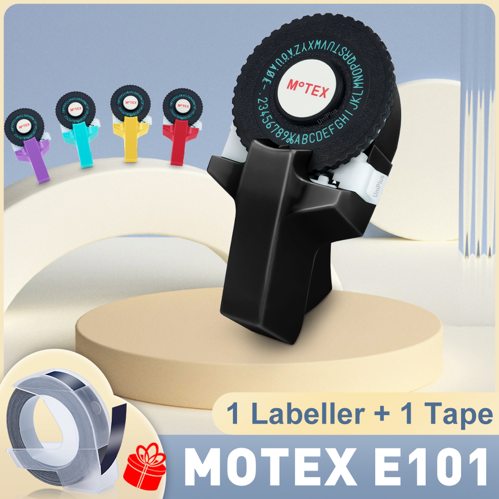3D ลายนูนเครื่องพิมพ์ดีดเครื่องติดฉลากคู่มือ Labeller สําหรับ Motex E101 ใช้งานร่วมกับ Dymo เครื่องพิมพ์ป้าย Dymo 12965 ป้าย Maker