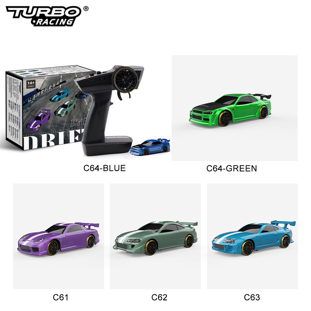Turbo Racing 1:76 RC รถ C61 C62 C63 C64 Drift พร้อม Gyroscope C71 C72 C73 C74 C75 แบนวิ่งของเล่นสําหรับเด็กและผู้ใหญ่