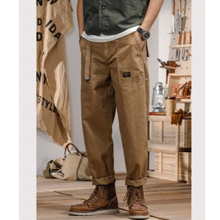 M-5xl 4 สี! ชุดเอี๊ยมกางเกงขายาวลําลอง ผ้าฝ้ายแท้ ทรงหลวม ขนาดใหญ่ สีกากี เหมาะกับใส่ทํางานกลางแจ้ง สไตล์อเมริกันเรโทร