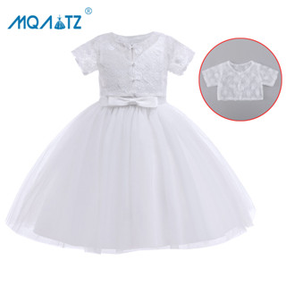 Mqatz ชุดเดรสเจ้าหญิง ผ้าลูกไม้ สีขาว สําหรับเด็กผู้หญิง อายุ 3-8 ปี L5539