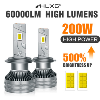 【สว่างมาก】หลอดไฟหน้ารถยนต์ Led HLXG H7 120W 60000LM H4 H1 9012 HIR2 H8 HB4 HB3 9005 9006 H11 6000K