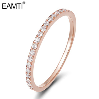 Eamti แหวนหมั้นแต่งงาน เงินสเตอร์ลิง 925 ประดับเพทาย 2 มม. สีโรสโกลด์ ขนาด 4-10