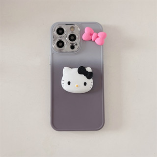 ใหม่ เคสโทรศัพท์มือถือ ชุบไฟฟ้า ไล่โทนสี พร้อมโบว์ ktcat แฟชั่น สําหรับ iPhone 14 13 Pro Max