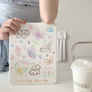 เคสหมุนได้ 360 องศา ลายการ์ตูนผีเสื้อ พร้อมช่องใส่ดินสอ สําหรับ iPad 10th 2022 Gen 7 8 9 10.2 Air 5 4 10.9 Mini 6