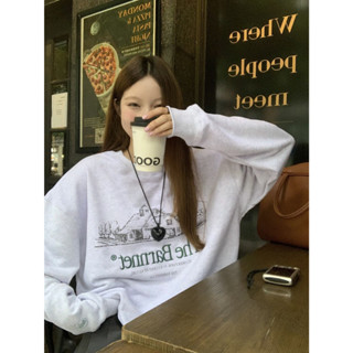 Letter Round Neck Lazy Loose Long Sleeve Sweater Long Sleeve T-shirt