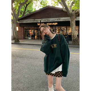 Round neck sweater womens loose fitting Korean version lazy style small top half skirt A-line skirt