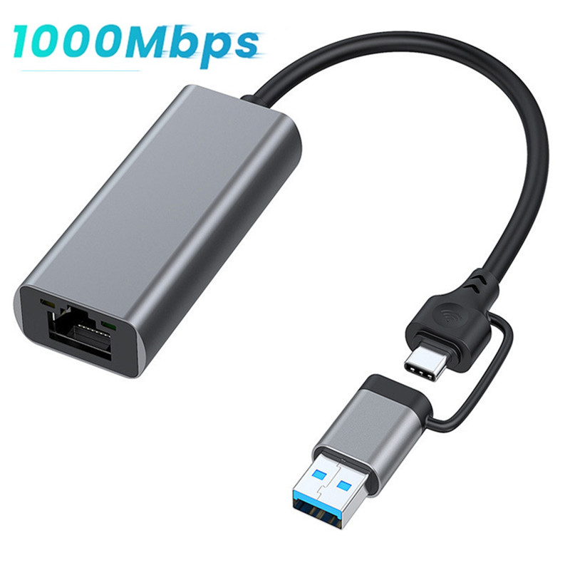 สายเคเบิลแปลง 1000 Mbps Gigabit Type-C USB เป็นพอร์ต LAN USB-C USB 3.0 เป็นพอร์ต RJ45 LAN