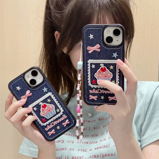 เคสโทรศัพท์มือถือ TPU แบบนิ่ม ปักลายเค้ก ประดับโบว์ สําหรับ iphone 15 Pro Max 14 Pro Max 13 Pro Max 12 Pro