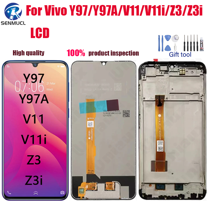 แผงหน้าจอสัมผัสดิจิทัล LCD พร้อมกรอบ สําหรับ Vivo Y97 Y97A V11 V11i Z3 Z3i