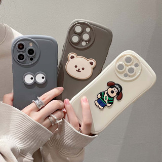 เคสโทรศัพท์มือถือแบบนิ่ม กันกระแทก ลายหมีน่ารัก 3D สีดํา หรูหรา สําหรับ iPhone 15PROMAX 14PROMAX 11 13PROMAX 12PROMAX 14 14PRO