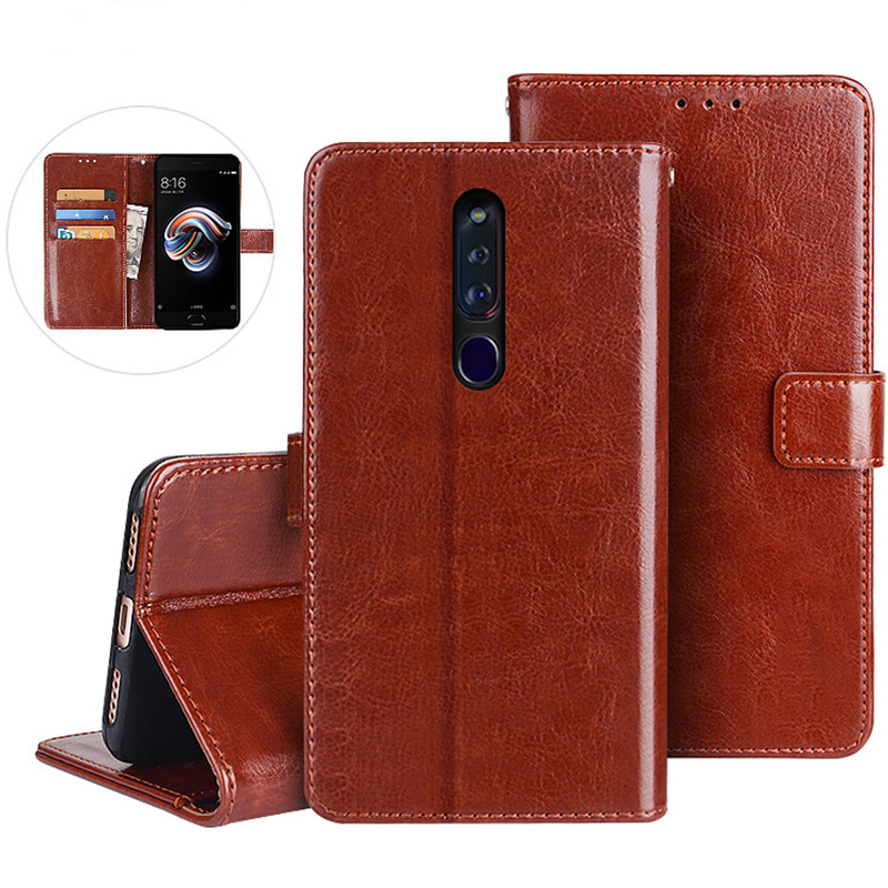 สําหรับ OPPO F11 Pro CPH1969 CPH1987 CPH2063 CPH2039 ของแท้หนังกระเป๋าสตางค์ Vintage พับง่ายพลิกป้องกันกรณี Kickstand ผู้ถือบัตร
