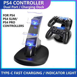 แท่นชาร์จควบคุมเกมมิ่ง LED 4 ดวง USB สําหรับ PlayStation Dualshock 4 PS4 Slim Pro