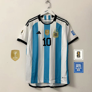 เสื้อกีฬาแขนสั้น ลายทีมชาติฟุตบอล Argentina World Cup 23 24 ชุดเหย้า ไซซ์ S - 4XL