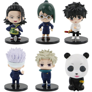 โมเดลฟิกเกอร์ PVC อนิเมะ Jujutsu Kaisen Itadori Yuji Satoru Gojo Inumaki Toge Fushiguro Megumi Panda Q Version ขนาด 6-8 ซม. 6 ชิ้น ต่อชุด