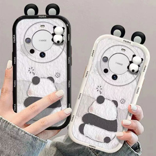 เคสโทรศัพท์มือถือ กันกระแทก ลายการ์ตูนแพนด้า พร้อมสร้อยข้อมือ สําหรับ Huawei Mate60 Pro