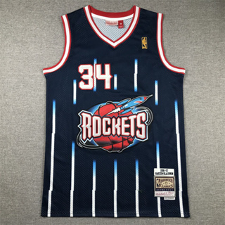 Olajuwon #34 เสื้อกีฬาแขนสั้น ลายทีม Jersey สไตล์ย้อนยุค