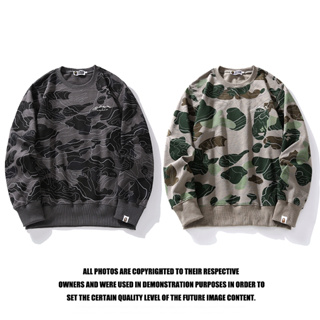 Bape เสื้อกันหนาว คอกลม ผ้าฝ้าย พิมพ์ลายพราง แฟชั่นสําหรับผู้ชาย และผู้หญิง