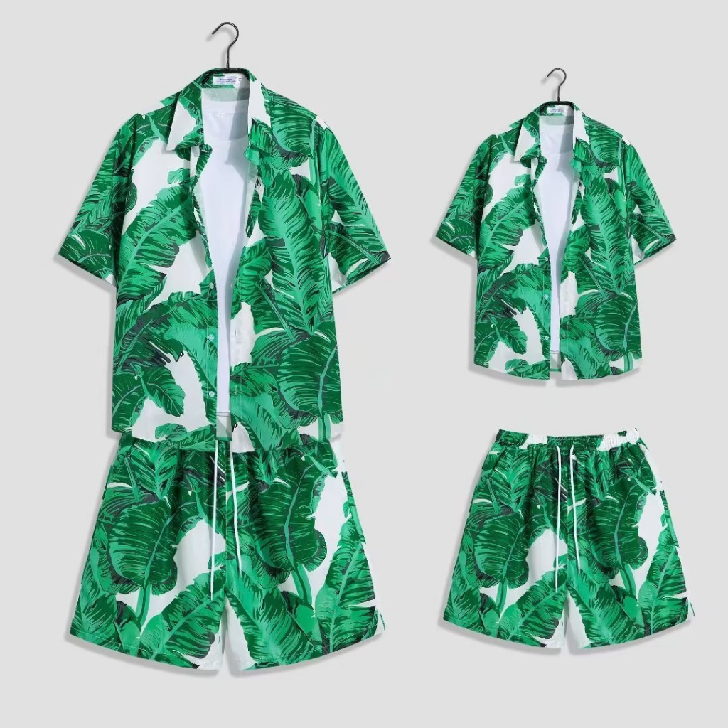 Chaopai ชุดเสื้อโปโลแขนสั้น คอปก และกางเกงขาสั้น พิมพ์ลาย ทรงหลวม สไตล์ฮาวาย แฟชั่นฤดูร้อน สําหรับผู้ชาย และผู้หญิง