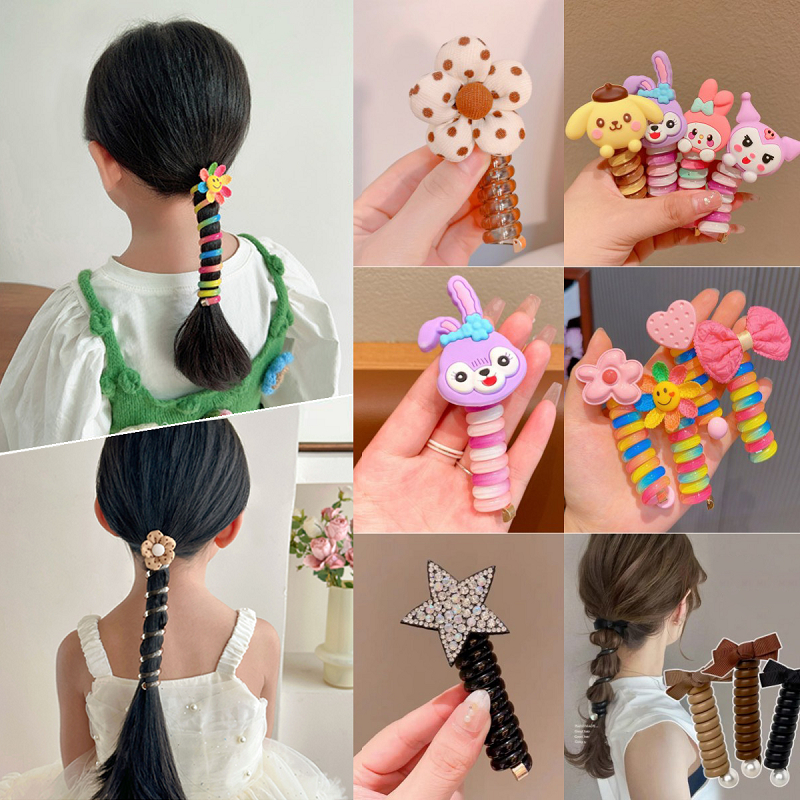 SANRIO Jojo COCO Y2k ยางมัดผมถัก รูปดาว ดอกไม้ ดาว สีสันสดใส สําหรับเด็กผู้หญิง