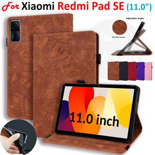 เคสหนัง PU ฝาพับ ลายดอกไม้มันดาลา 3D พร้อมขาตั้ง สําหรับ Xiaomi Redmi Pad SE 2023 11.0 นิ้ว RedmiPad 10.61 นิ้ว