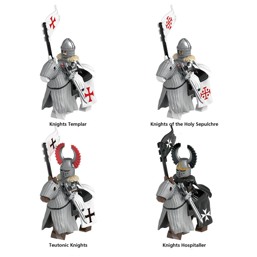 ของเล่นตัวต่อฟิกเกอร์ Knights Templar Hospitaller Teutonic War Horse ขนาดเล็ก G0128