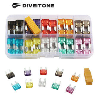 DIVEITONE ชุดฟิวส์เบลด ขนาดเล็ก พร้อมกล่องพลาสติก สําหรับรถยนต์ รถบรรทุก 2 3 5 7.5 10 15 20 25 30 35A 120 ชิ้น