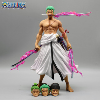 โมเดลฟิกเกอร์ Pvc รูปปั้นอนิเมะ One Piece Roronoa Zoro ขนาด 24 ซม. เปลี่ยนหัวได้ สําหรับตกแต่งห้อง