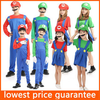 ชุดเครื่องแต่งกายคอสเพลย์ Super Mario Luigi Bros Brother Cosplay Costume Kids  Children Boys Girls เหมาะกับเทศกาลฮาโลวีน สําหรับผู้ใหญ่ และเด็ก