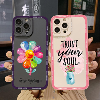 เคสโทรศัพท์มือถือ ขอบสี่เหลี่ยม ลายดอกไม้ หลากสี สําหรับ OPPO Reno7 4G Reno6 Reno8 Z 5G Reno5 F Reno2 F Reno3 Reno4 A17 A17K A77S A57S