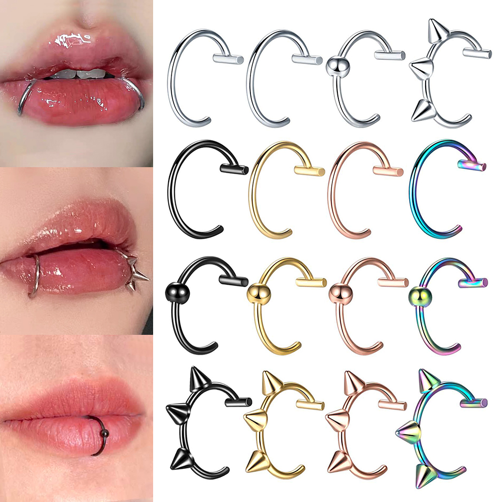 1 PC 18G Non Piercing Lip แหวนสแตนเลส C รูปร่าง Labret เจาะไม่มี Pierced Lip คลิป Septum แหวนจมูกปลอม