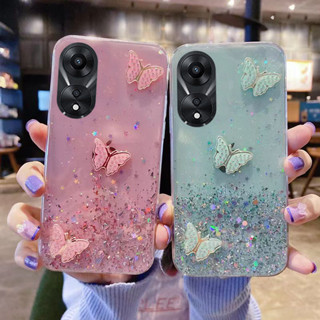 พร้อมส่ง เคสโทรศัพท์มือถือแบบนิ่ม tpu ลายผีเสื้อ ท้องฟ้ากลางคืน หรูหรา สําหรับ OPPO A58 4G A16K