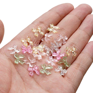 St. kunkka 100 ชิ้น แผ่นเรซิ่น รูปโบว์ สําหรับตกแต่งเล็บ DIY