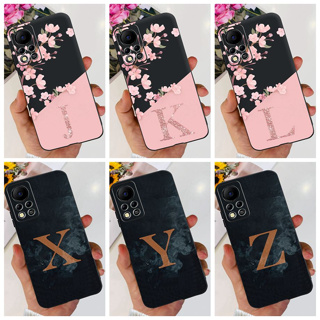 เคสโทรศัพท์มือถือ ซิลิโคนนิ่ม ลายตัวอักษร สีดํา หรูหรา เรียบง่าย สําหรับ Infinix Hot 11s NFC 2023 Hot11s NFC