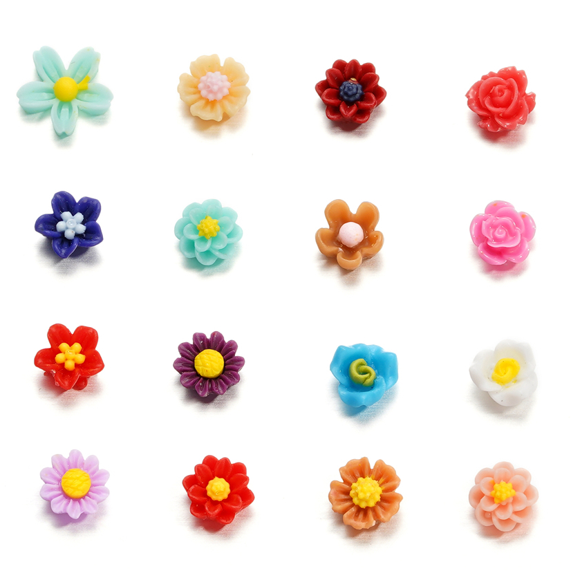 100 ชิ้น 6 มม. - 8 มม. เรซิ่นเล็บดอกไม้ผู้หญิงเล็บแพทช์เล็บ charms สามารถใช้สำหรับ DIY เล็บ