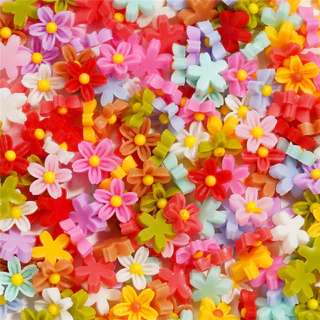 St.kunkka 100pcs 6mm-8mm เรซิ่นดอกไม้ลูกปัดสําหรับเล็บ DIY สร้อยข้อมือสร้อยคอทําจี้ Spacer ลูกปัดอุปกรณ์เครื่องประดับ