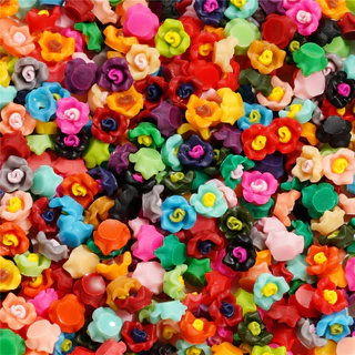 St.kunkka 100pcs 6mm-8mm เรซิ่นดอกไม้ลูกปัดสําหรับเล็บ DIY สร้อยข้อมือสร้อยคอทําจี้ Spacer ลูกปัดอุปกรณ์เครื่องประดับ