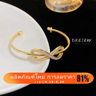 Drejew สร้อยข้อมือแฟชั่น ประดับโบว์เพทาย 14K ขนาดเล็ก หรูหรา กันแพ้ ระดับไฮเอนด์