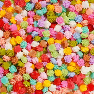 St.kunkka 100pcs 6mm-8mm เรซิ่นดอกไม้ลูกปัดสําหรับเล็บ DIY สร้อยข้อมือสร้อยคอทําจี้ Spacer ลูกปัดอุปกรณ์เครื่องประดับ