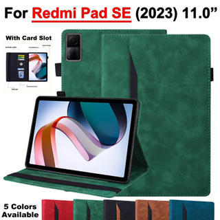 เคสแท็บเล็ตหนัง PU ฝาพับ พร้อมช่องใส่บัตร ตั้งได้ คุณภาพสูง สําหรับ Xiaomi Redmi Pad SE 2023 11.0 นิ้ว SE 11 นิ้ว